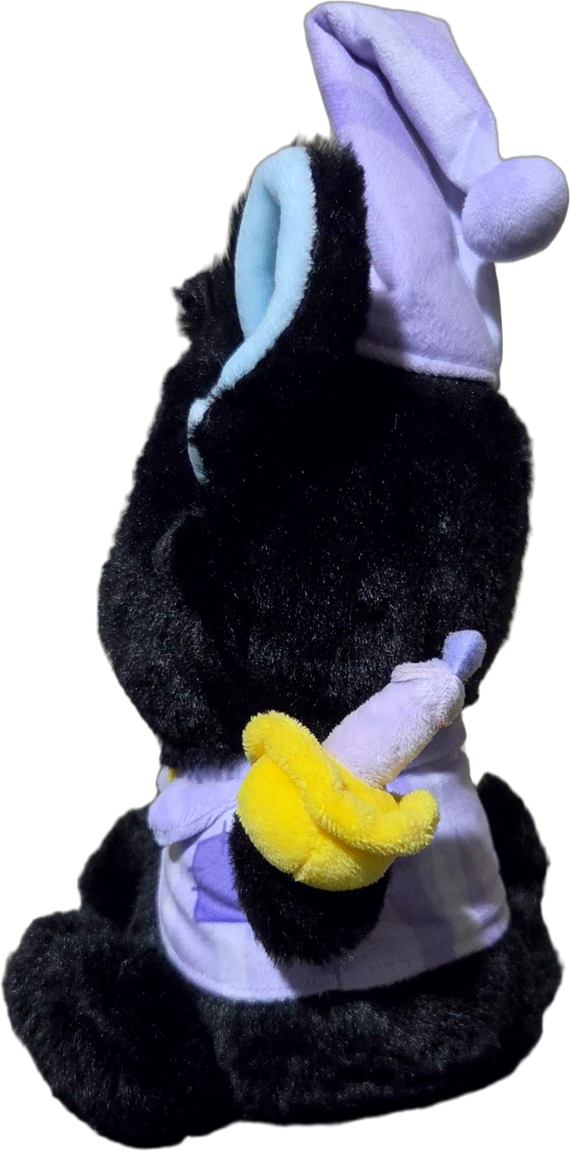 Rem Catlock plushie seen from the side, showing the weighted base